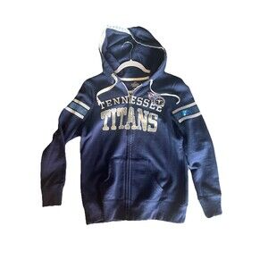 Tennessee Titans Women’s M Majestic Fan Full Zip Hoodie Jacket NFL Blue Sequins
